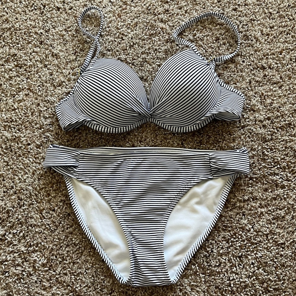 Xhilaration Push-Up Pinstripe 2 Piece Bikini Size Medium